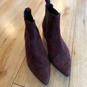 Dark Burgundy Suede Pointed Bootie